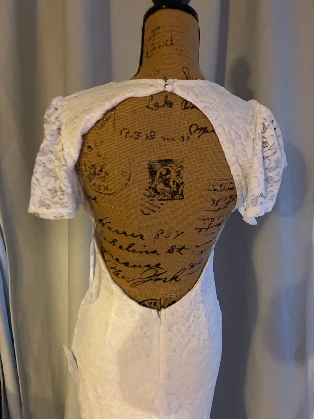 Lulu's Ivory Lace V-Neck Maxi Dress with Front Slit - Picture 9 of 11